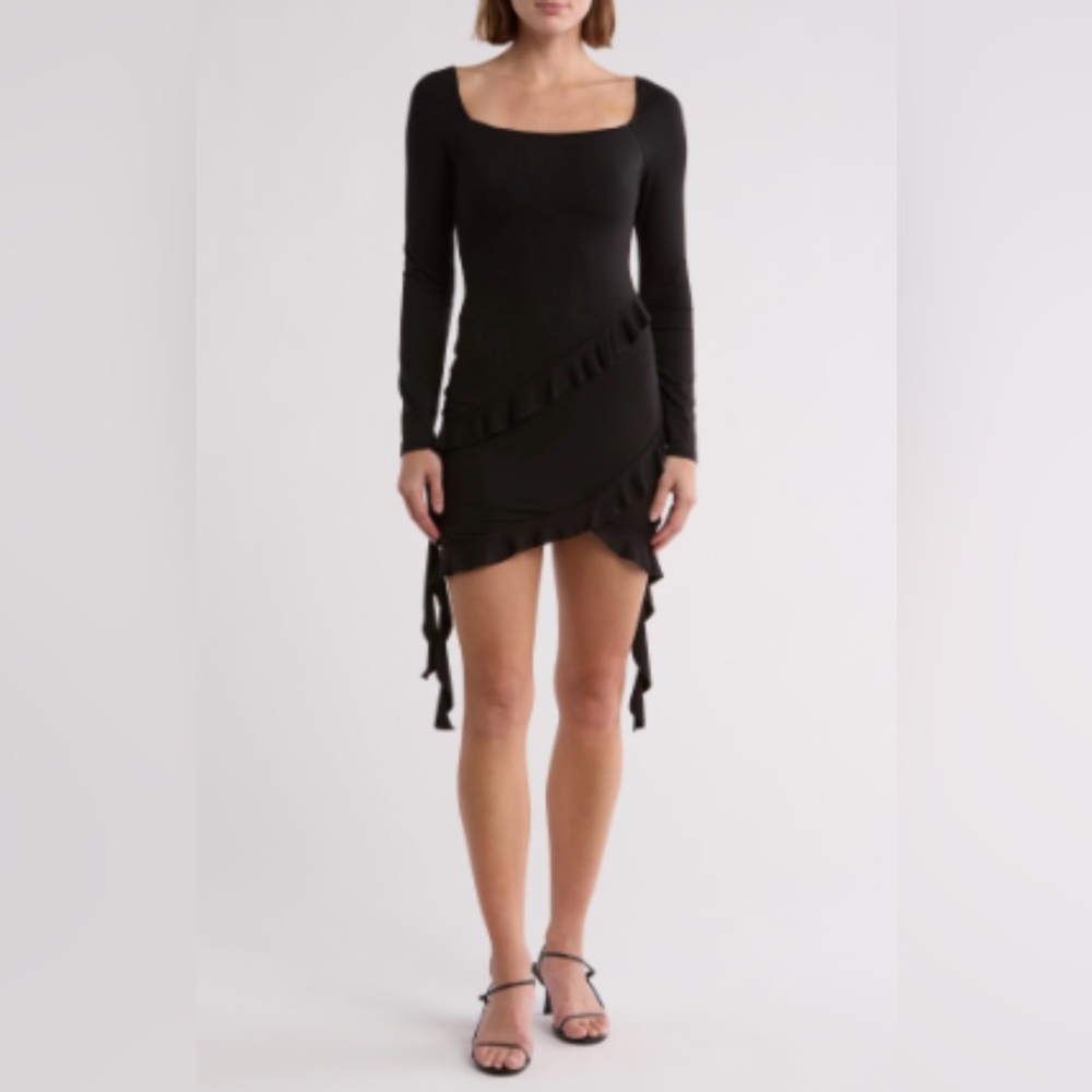 Lush Black Dress with Elegant Ruffles